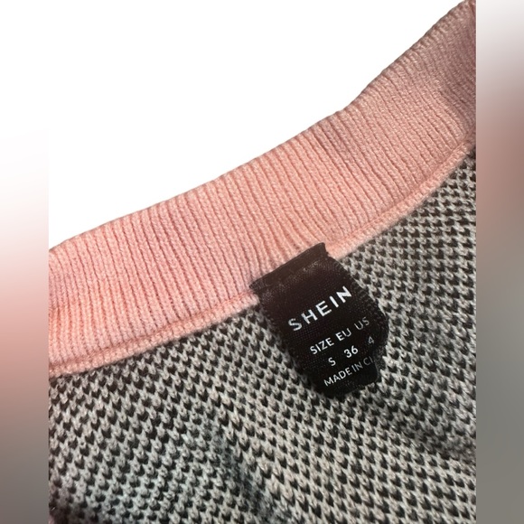 SHEIN Qutie Contrasting Colors Argyle Print Round Neck Tight Pink Tank Top - Picture 5 of 10